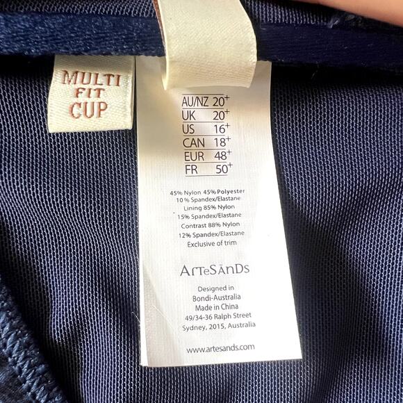 Artesands Navy Blue Melange Botticelli Twist C-DD Cup Bikini Top sz 16 NEW Tags - Picture 10 of 10